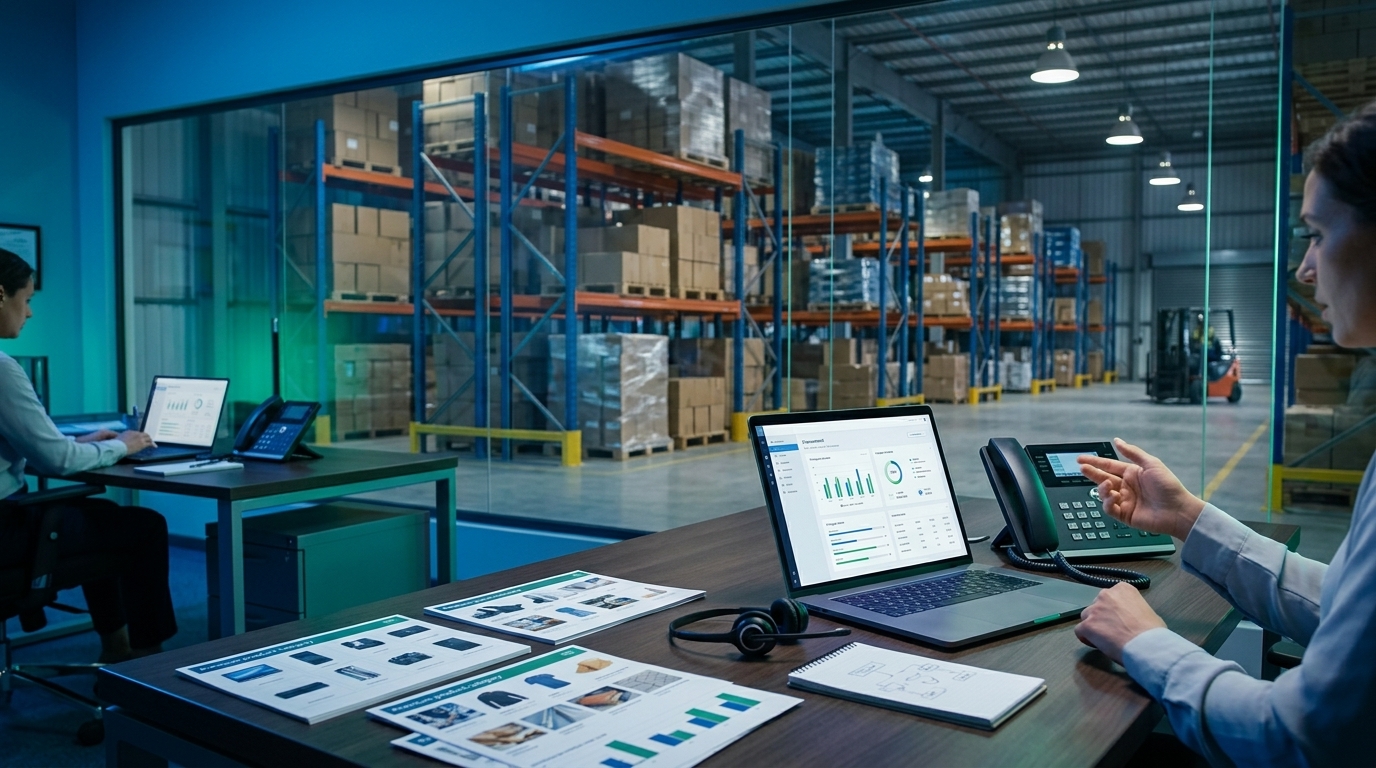 Commercial sourcing desk with category planning and supplier coordination